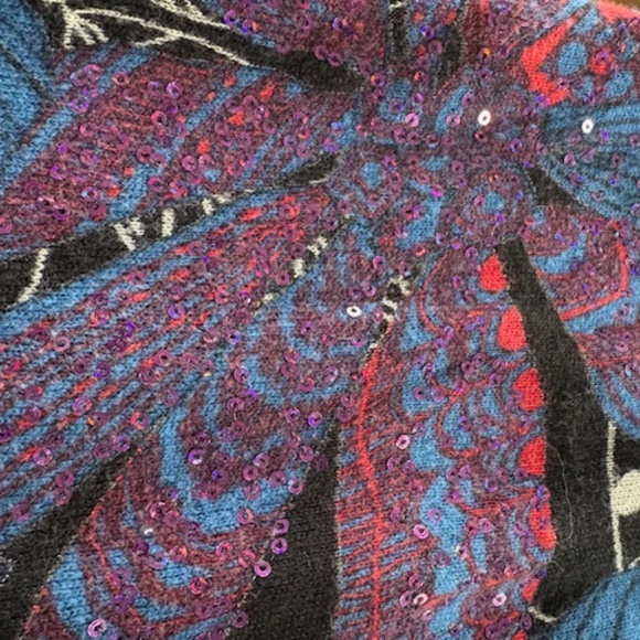 DESIGUAL open waterfall cardigan sz XS (S) black with multicolour floral pattern - Picture 10 of 16